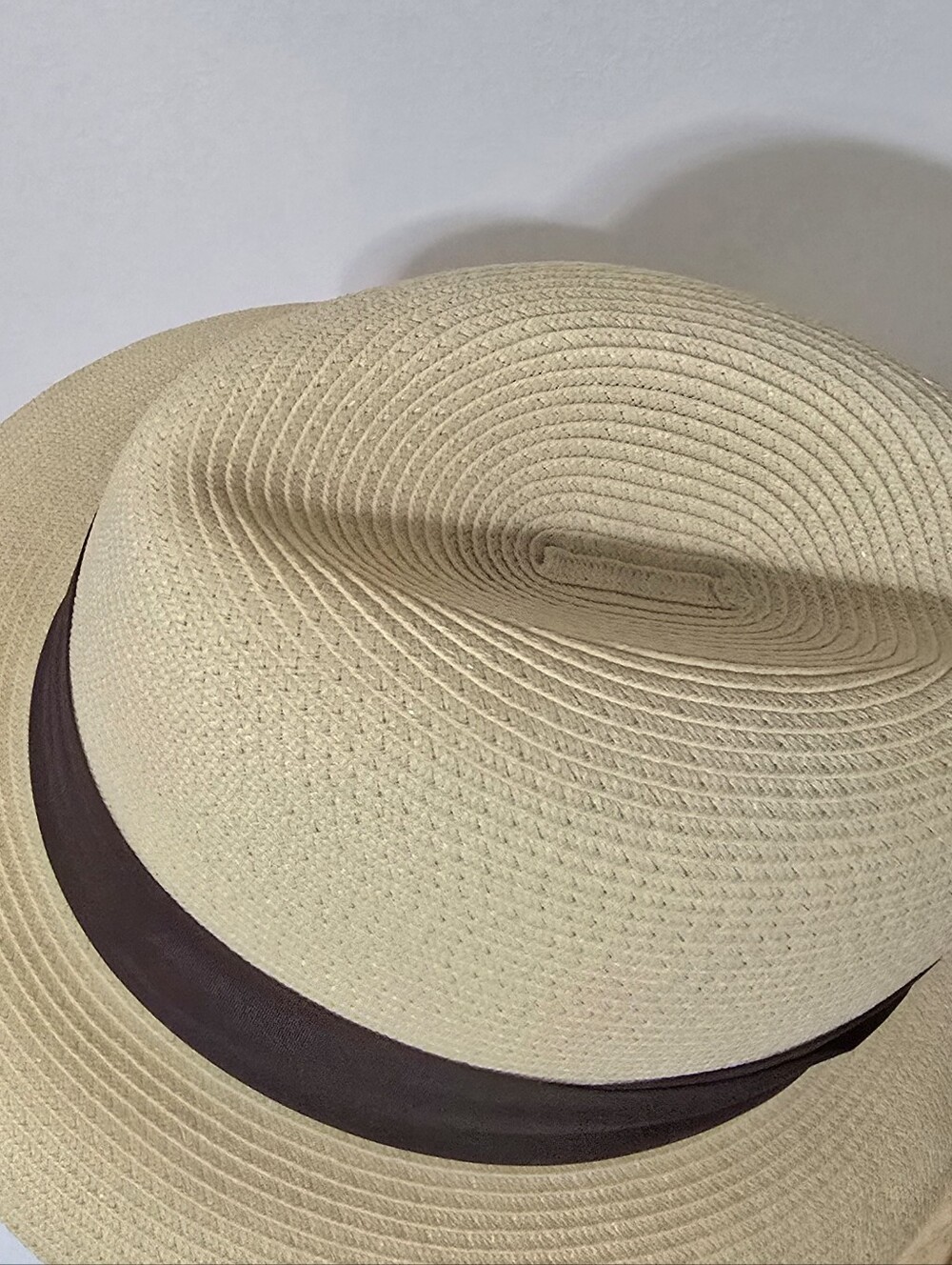 Vtg Park Royal Men's Ecru/Brown Fedora Hat Genuine Milan Weave 6 3/4" Looks NEW - Picture 4 of 12